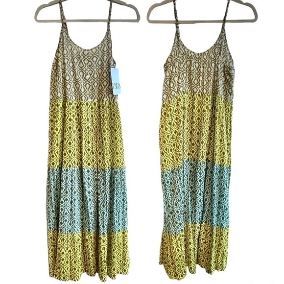 ZARA | Women’s Cotton Multicolored Patchwork Sleeveless Midi Dress | Size M - Picture 8 of 14